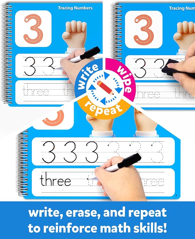 Coogam Math Learning Game for Kids Age 3-8, Number Tracing Handwriting Practice Workbook, Math Addition and Subtraction, Montessori Educational Preschool Learning Activities Gift Toy