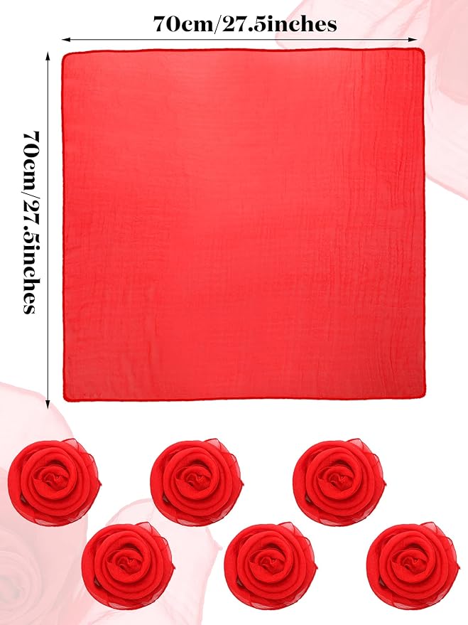 Boao 6 Pieces Chiffon Scarf 1950s Square Neck Head Scarfs Vintage Soft Polyester for Women Lady