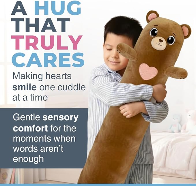 Bear Plush Body Pillow for Kids | Long Stuffed Animal Cuddle Pillow | Soft Hugging Toy | Plushie Gift for Girls & Boys | Long Plush Body Pillow for Sleep & Comfort | Large, 47 Inches