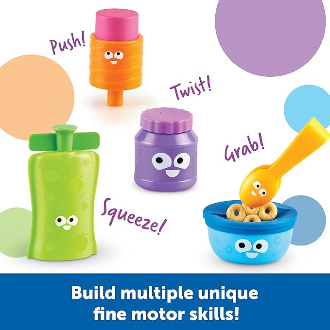Learning Resources Helping Hands Snack Friends - 7 Pieces, Age 3+ Toddler Toys, Fine Motor Fun, Preschool, Fine Motor Skills, Toddler Activities