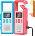 QUOLIX Walkie Talkies for Kids Rechargeable, Kids Walkie Talkies with NOAA & VOX, 1020mAh Battery Toys for 3-12 Year Old Boys Girls, Durable Outdoor Gift for Camping, Hiking, Backyard Games (2 Pack)