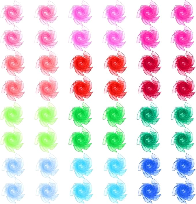 24 Or 48 Pcs Juggling Scarves for Kids Play, 12 Colors Play Silks for Kids, Silk Square Play Scarves for Toddlers