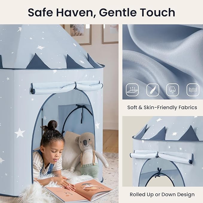 Tiny Land 3-in-1 Baby Tunnel for Toddlers with Ball Pit & Play Tent, Pop Up Crawl Tunnel for Kids, Indoor/Outdoor Play Tunnel, Foldable Baby Crawling Tunnel Toy (Blue)