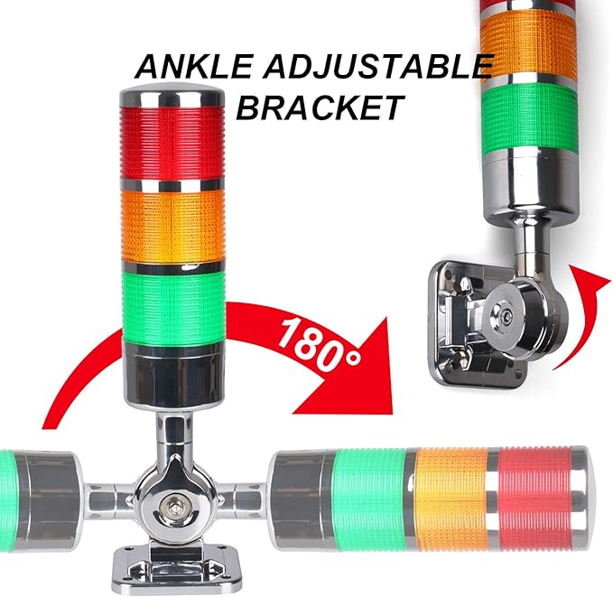 12-24V LED Stack Tower Lights, Industrial Warning Lights, Andon Lights, Column Signal Tower Indicator Lamp Beacon, Continuous/Flashing Light Switchable, 3 Layer (Without Buzzer)