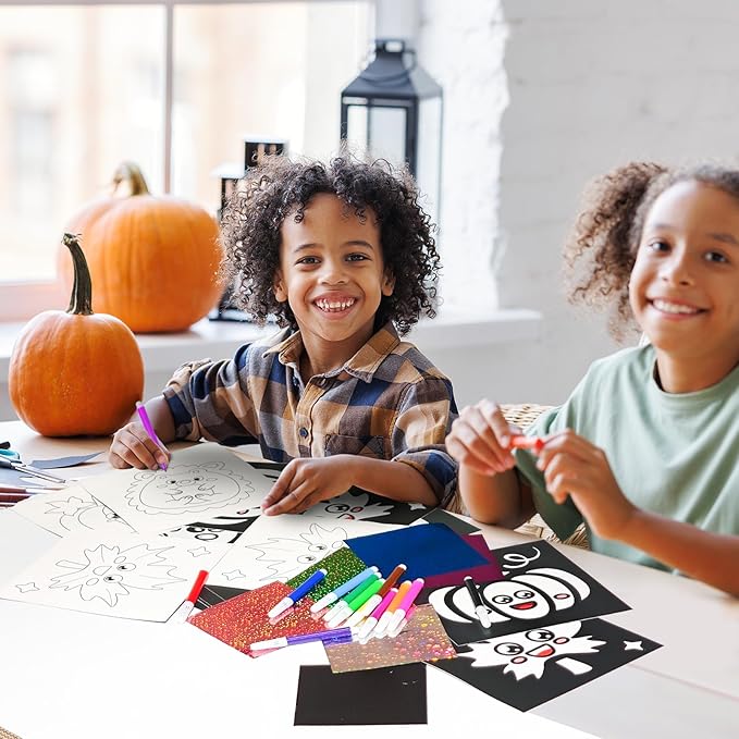 Cinrobiye 24 Set Fall Foil Art Craft Kits DIY Leaves Animals Painting Kits Art Paper Coloring Activity for Autumn Classroom Home Party Favors Thankgiving Birthday Goodie Bags Gifts Prizes (Fall)