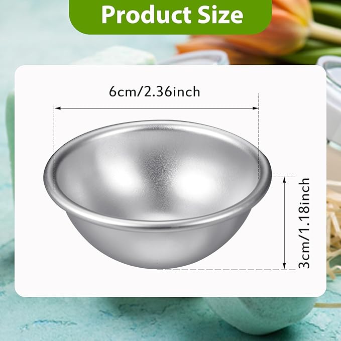 Patelai 32 Pcs 6 Cm/ 2.4 Inch Diameter DIY Metal Bath Bomb Crafting Mould Bath Bomb Making Supplies for Crafts Making