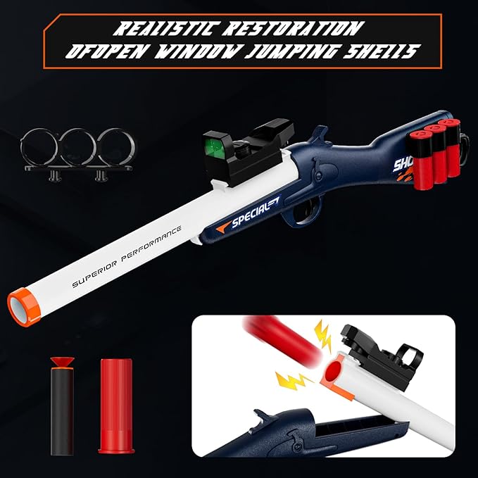 Toy Shotgun Shell Ejecting Toy Gun,Soft Bullets Gun, with 30 Bullets Perfect As a Birthday-Holiday for 8-12 Year Olds(Blue)
