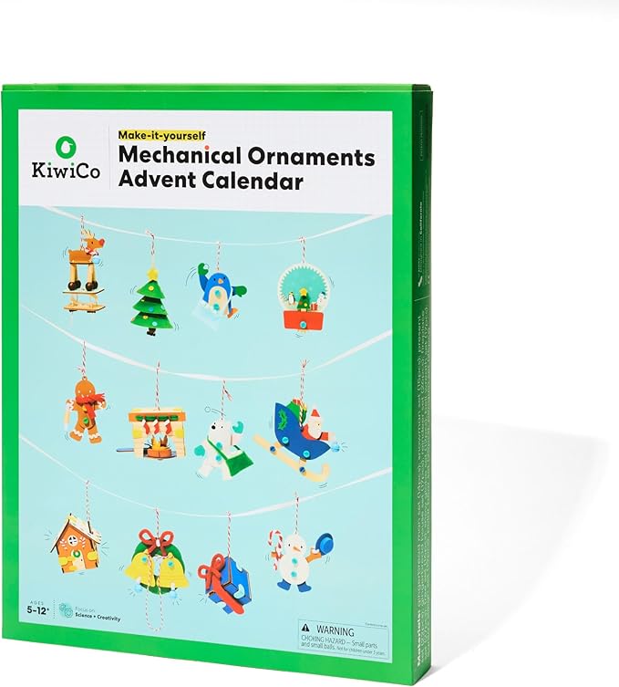 KiwiCo 12 Day Advent Ornaments | Build Your Own Christmas Tree Ornaments | Crackling Fireplace, Spinning Tree, Ringing Bells and More | 2025 Advent Ornaments for Ages 5+