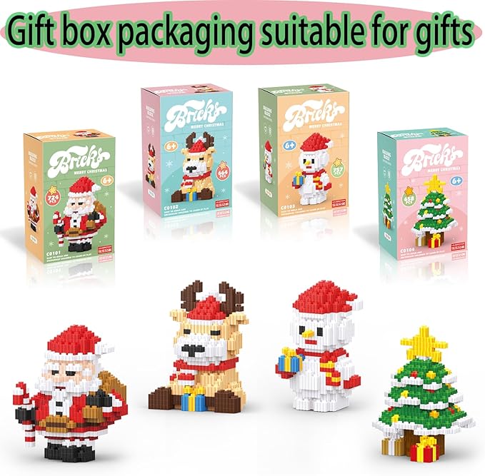 Christmas Building Blocks Tree Compatible for Lego Christmas Micro Blocks Stacking New Toys Holiday Present Box New Year Birthday Gifts for Kids 6-12 Years Old (Tree)