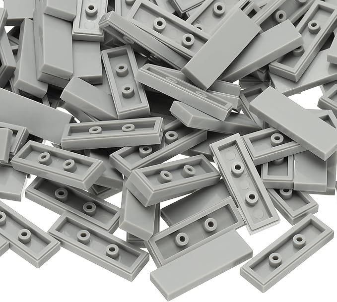 PATIKIL 122 Pcs Flat Blocks Bulk, 1x3 Square Light Gray Classic Tiles Smooth Surface Mini Building Blocks Accessories Compatible Bricks Kits for Building Floor Walls Mosaic Pixel Arts