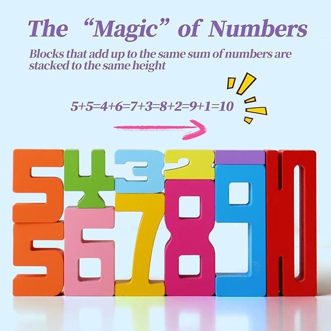 Tally Tots Number Blocks, Tallytots Numbers, Montessori Wooden Number Building Blocks, Friends of 10 Blocks, Stacking Sensory Number Block, Preschool Math Learning Educational Toys (2pcs)