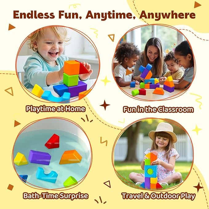 Magnetic Blocks with Multiple Shapes, 1.65 inch Large Magnetic Building Cubes for Kids, Sensory Montessori Stacking Toys for Boys & Girls Ages 3 4 5 6 (21pcs)