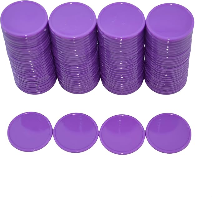 Smartdealspro Set of 100 25MM/1 Inch Opaque Plastic Learning Counting Counters Poker Chips (Purple)