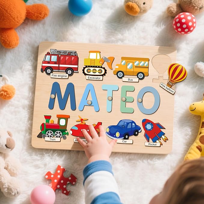 Personalized Name Puzzle for Kids, First Birthday Gifts for Girls&Boys, Learning Toys 1-3 Animal Puzzle Montessor Toys for Kids