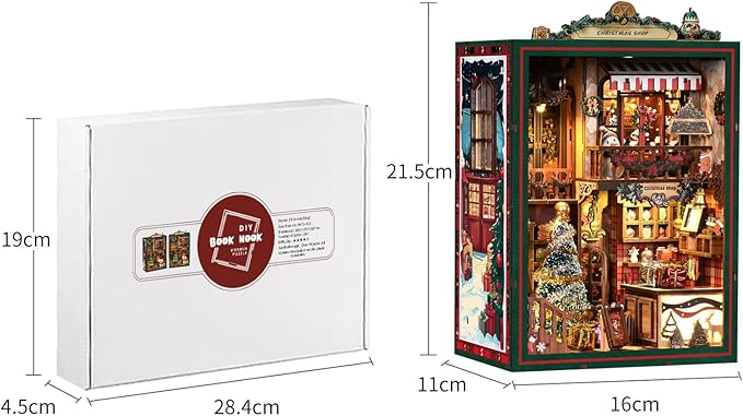 DIY Miniature House Kit, Mini House Building Kit, DIY Book Nook Kit, Tiny Model House for Adults to Build, Beginner 3D Wooden Book Nook, for Family Friends (Christmas Shop)