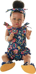 HOOMAI Reborn Baby Black Dolls African American Lifelike Silicone Doll Realistic 22.8 Inch with Cloth Body Birthday Gift Set for Ages 3+