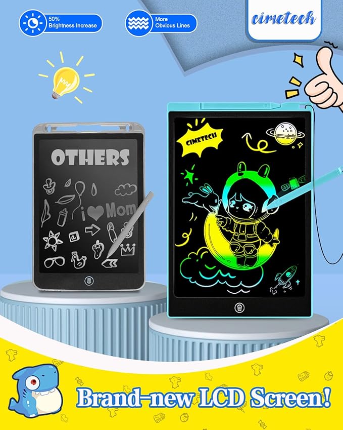 LCD Writing Tablet for for Kids, 12 Inch Toddler Kids Toys Drawing Pad, Airplane Travel Essentials, Mess Free Coloring for Toddlers, Birthday Gifts Toys for 3-8 Years Old Boys Girls, Blue
