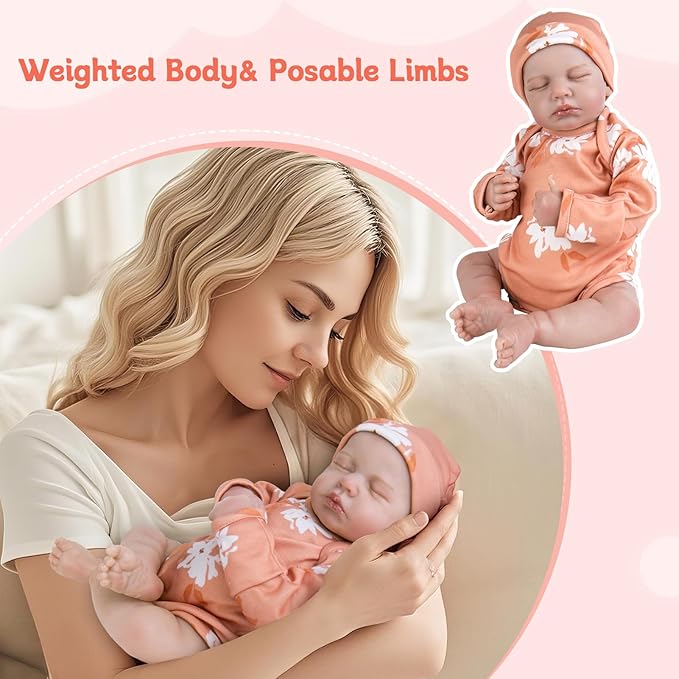 Aori Lifelike Reborn Baby Dolls Realistic Reborn Dolls 20 Inch Weighted Newborn Girl Doll with Cloth Body and Sleeping Eyes for Girls Age 3 and Gift Giving