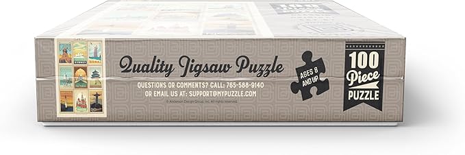 MyPuzzle World Travel, Collage, Vintage Poster - Premium 100 Piece Jigsaw Puzzle for Adults