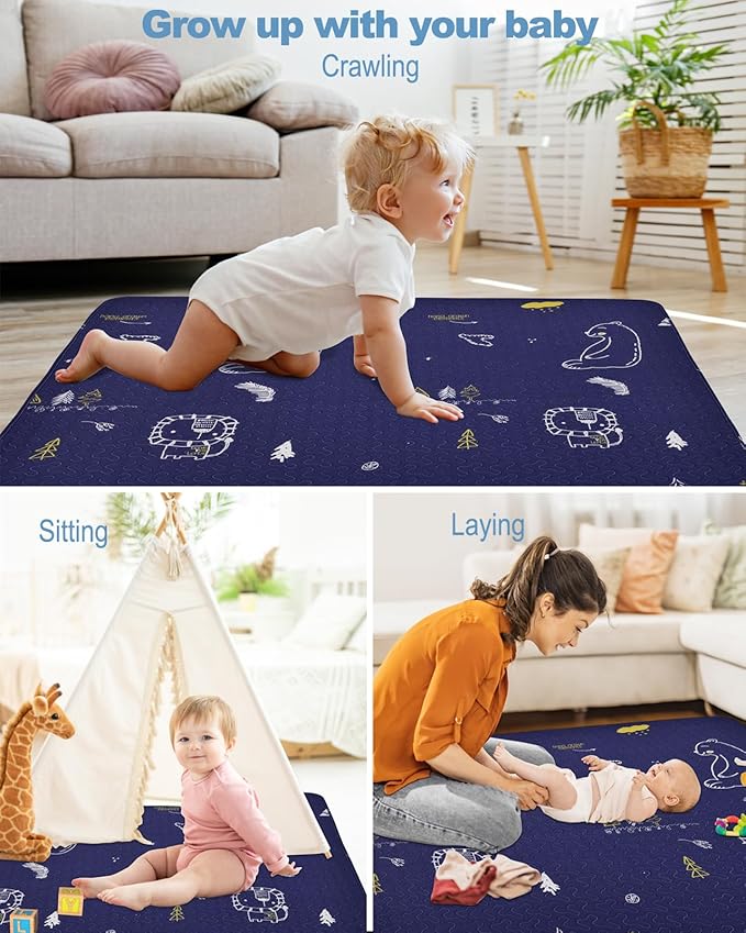 50x50 Play Mat for Playpen Foldable Baby Play Mat Large Tummy Time Mat, Non Slip Washable Baby Play Mats for Floor, Portable Travel Baby Crawling Mats for Toddlers and Infants