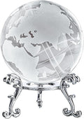 60mm World Globe Crystal Earth Ball Paperweight with Stand Glass Sphere Display Globe Ball Christmas Decor for Home Office Desk
