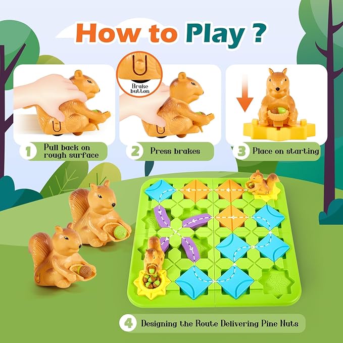 Airkid STEM Board Games Kids Brain Teasers Toys, Road Builder Logic Puzzle Games, Montessori Educational Learning Toys Birthday Gifts for Age 4-8 Year Old