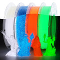 AMOLEN Glow in The Dark 3D Printer PLA Filament Halloween Bundle, Glow Filament Shiny Firefly Blue, Orange, Green and White, 1.75mm PLA Filament, Dimensional Accuracy +/- 0.02 mm, 200g X 4 Pack