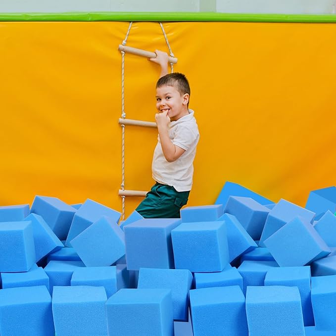 TRENDBOX 24PCS 5" x 5" x 5" Foam Pit Blocks Sponge Cubes Foam Pit Cubes Sponge Blocks for Amusement Park, Gymnastics, Freerunning and Parkour Courses - Dark Blue (New)