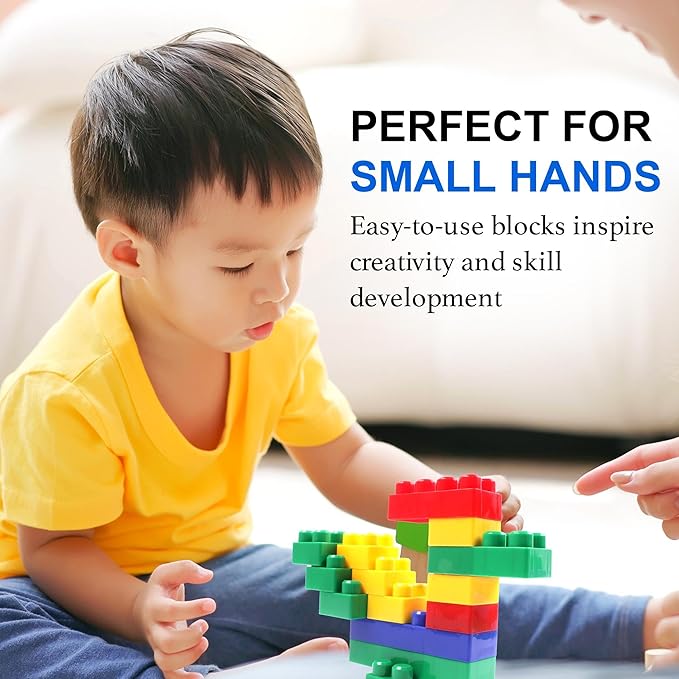 Dimple Large Blocks for Toddlers/Kids Stackable, Multi-Colored, Interlocking Toys Safe, Non-Toxic Plastic Bright Colors, Waterproof Boys and Girls Age 3 + (900 Pieces)
