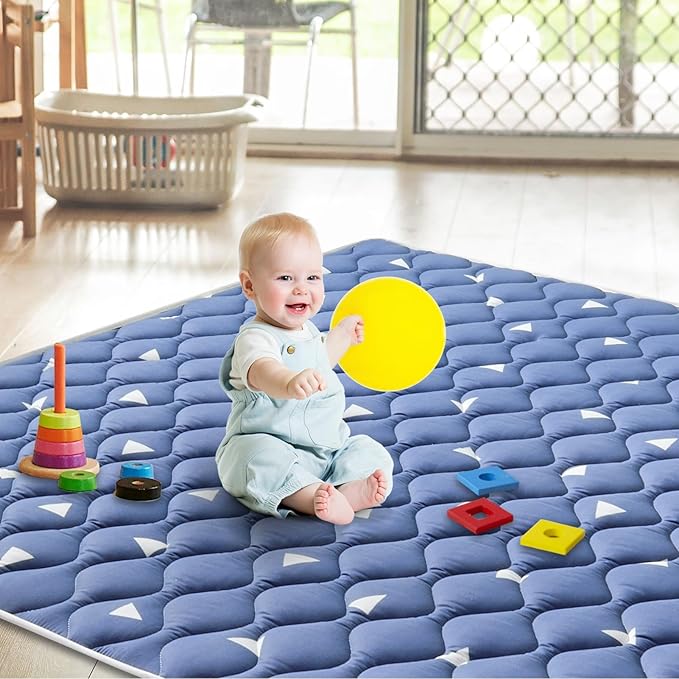 Premium Foam Baby Play Mat for Floor 47" X 47", Thicken One-Piece Crawling Mat, Non-Slip Cushioned Baby Playmats for Infants, Babies, Toddlers - Machine Washable for Easy Care