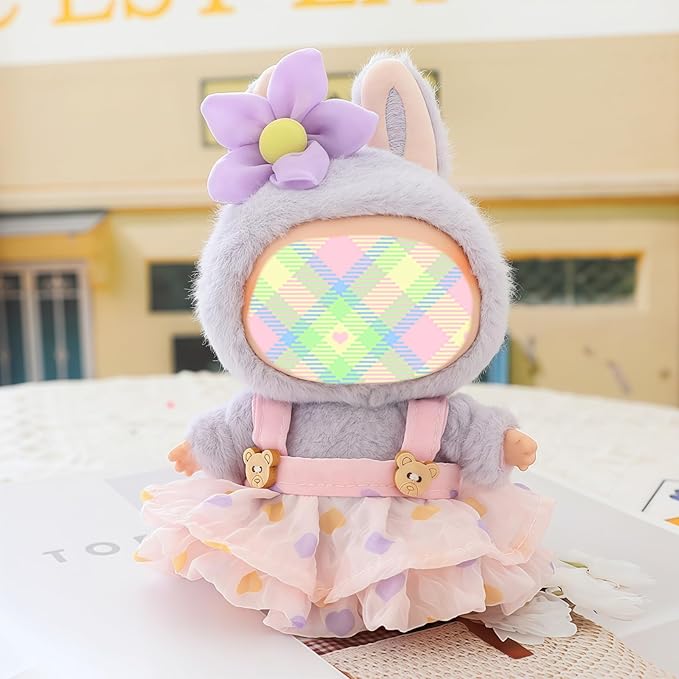 Clothes for Dolls Accessories (No Doll), Kawaii Skirt Outfit Set 2 Pieces for 15cm 17cm Doll Suit, Stylish Dress Up Flower Doll Clothing Set Replacement Pink