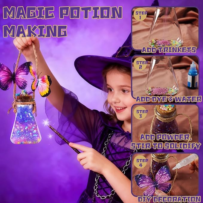 KIDDYCOLOR Magic Potion Kit for Kids - 22 Mixed Fairy Potion Bottles, Art Craft & Decoration Toys for Girls Ages 6 7 8 9 10 12+ Year Magical Workshop Kit for Boys Girls Birthday Party Gift, Christmas