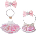 17cm Doll Clothes Set & Dolls Outfit Handmade Doll Clothing Set with Pink Dress Necklace and Bow Accessories for 17cm Plush Dolls, Clothes Only, No Doll Included (Pink B)
