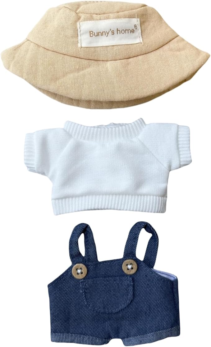 17cm Doll Clothes Outfit Set, 3 Pieces Dress Overalls Set for 6.7inch Doll Suit, Fashion Chic Hat & Clothes Accessories for 1st/2nd/3rd Gen Dolls Play & Display
