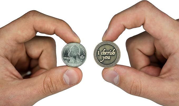Bulk Set of 10 Romantic Love Expression Coins, I Cherish You, I Can't Stop Thinking About You, Anniversary Pocket Tokens for Date Night, Love Gift for Men & Women, from Him or Her