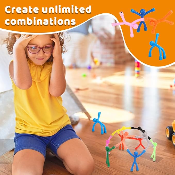 12Pcs Magnetic Toys,Colourful Travel Magnetic Men,Fridge Magnets for Kids,Whiteboard,Easter,Refrigerator,Office