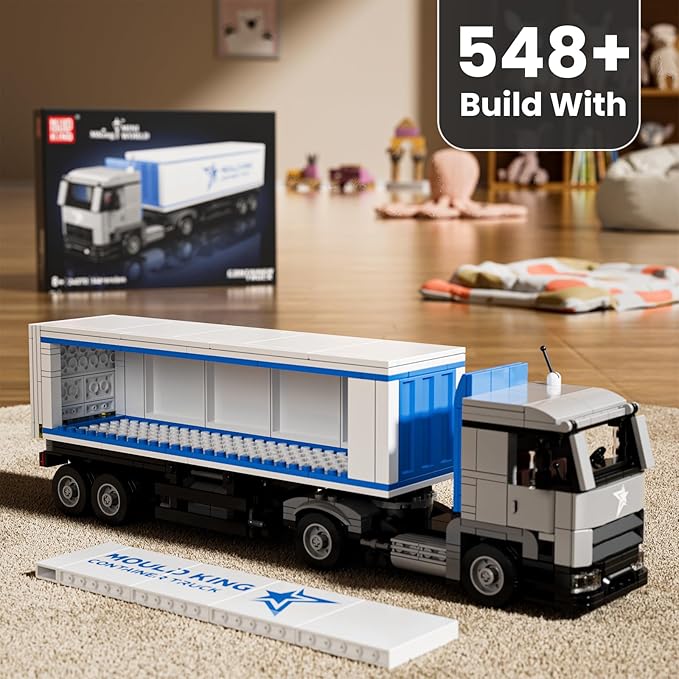 Mould King Container Truck Building Set, Realistic American Style Container Truck Model for Boys/Girls Ages 8+, 24070 STEM Toy Vehicles with Detailed Interior, Collectible Model for Adults (548 PCS)