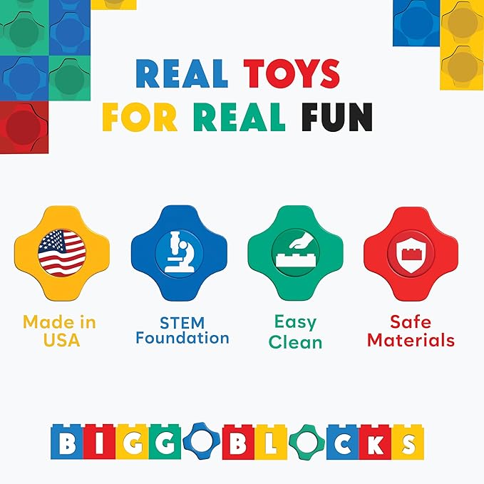 Big Blocks for Kids Ages 4-8 — Indoor & Outdoor Blocks Kids Games — Green Large Building Blocks - 48pc