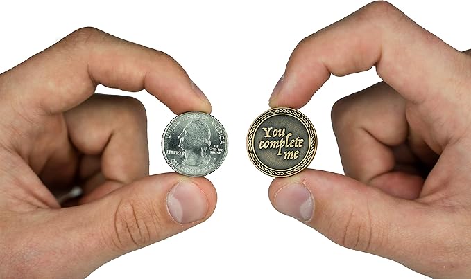 Romantic Love Expression Antique Gold Plated Pocket Coin for Date Night, You Complete Me, I am Better Because of You, Love Gift for Men & Women, from Him or Her