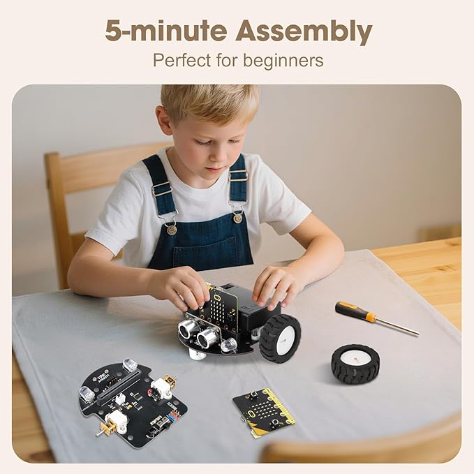 ACEBOTT Robotics for Kids Ages 8–12 12-16, Smart Robot Car Kit Compatible with BBC Micro:bit V2, STEM Toys Coding Robot Kit Compatible with Lego, Gifts for Kids and Teens(Not Included Micro:Bit)