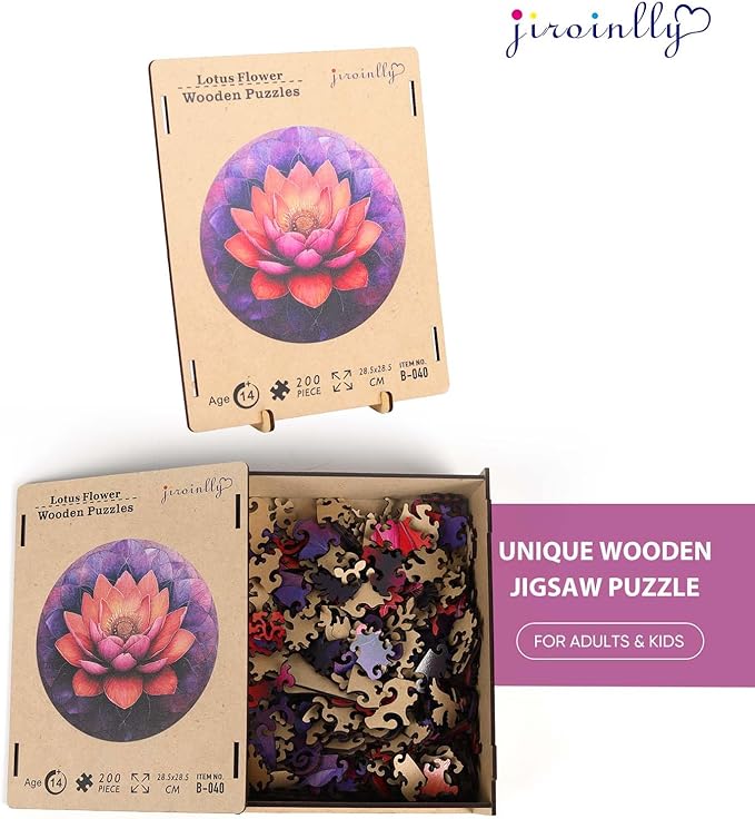 Jiroinlly Flower Wooden Puzzle for Adults, Round Mandala Color Challenge Jigsaw Puzzles 500 Piece, Family Reunion Puzzle for Adults and Kids, Best Gift for Family Friends Royal 16.5x16.5in