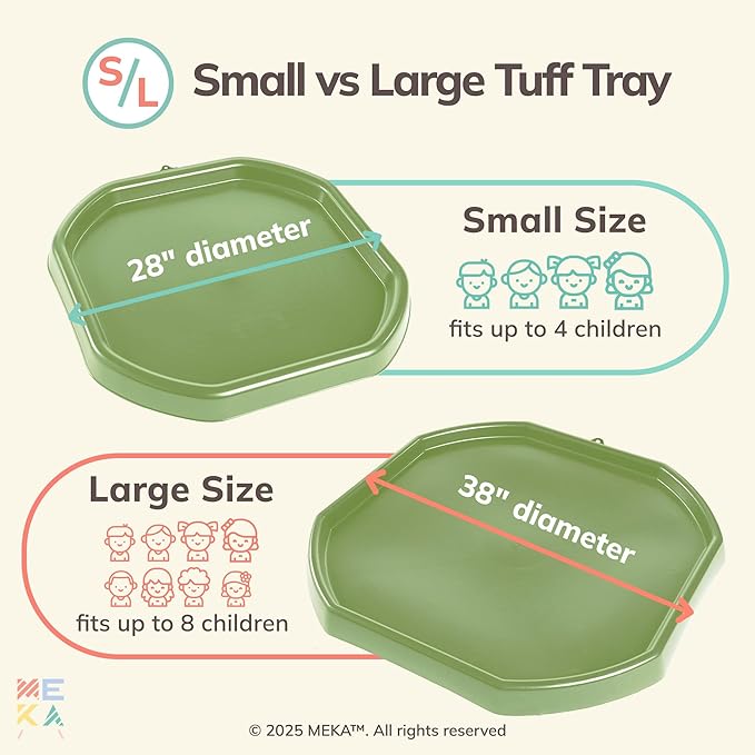 MEKA Tuff Tray for Sensory Play, Sensory Tray for Kids, Toddler Water Table, Tuff Spot Sensory Bin for Toddlers (Olive Green, Large (38" x 38"))