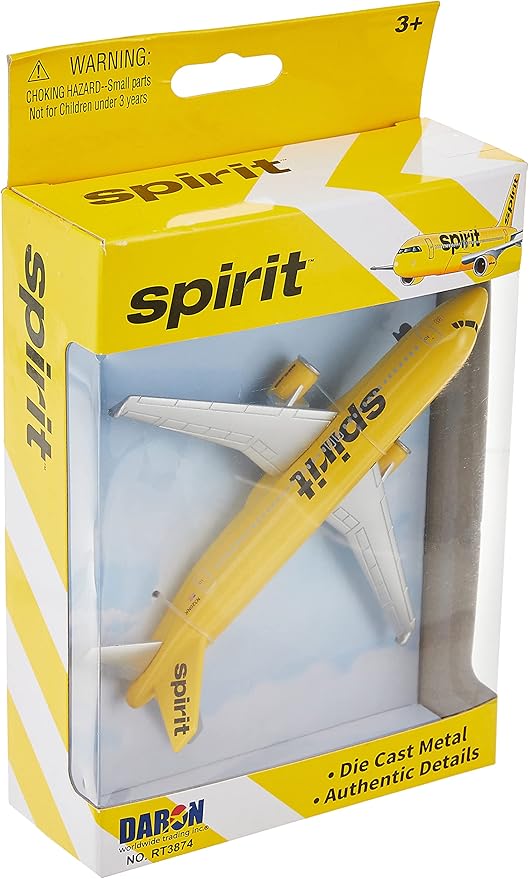 Daron Toy Airplane – Spirit Airlines – Die-Cast Metal Model Airplane Toy with Plastic Parts for Kids Ages 3+