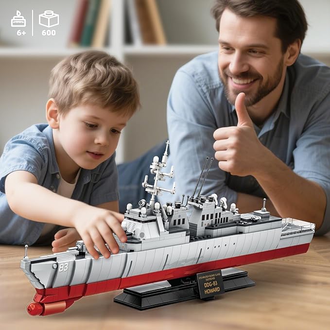 Navy Destroyer Building Set, A Gift Compatible with Lego Sets for Boys 8-14 & Adults, Perfect for Military Enthusiasts and Builders Alike (600pcs)