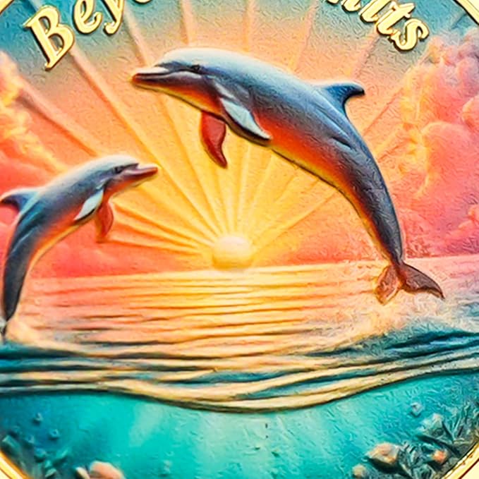 Sober Coin Beyond Limits Inspirational Dolphin Sobriety Coin Motivational Recovery Medallion Coin (Sunrise Dolphin)