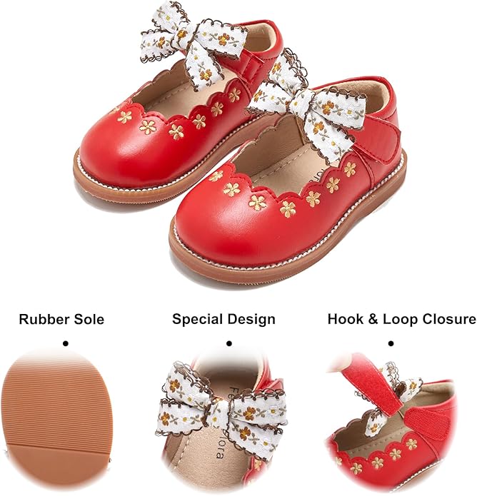 Felix & Flora Toddler Little Girl Mary Jane Dress Shoes - Ballet Flats for Girl Party School Shoes