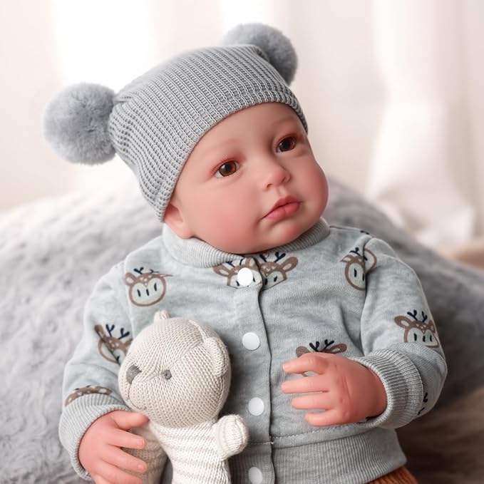 BABESIDE Lifelike Reborn Baby Dolls Boy, 20 Inch Realistic Doll for Boy Newborn Real Life Poseable Soft Vinyl and Cloth Body Baby Dolls with Clothes and Toy Gift for Kids Age 3+