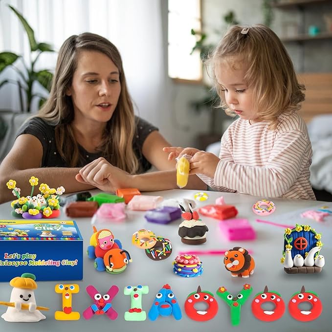 Air Dry Clay, Modelling Clay for Kids, 50 Colors DIY Molding Magic Clay for with Tools, Soft & Non-Sticky, Toys Gifts for Age 3 4 5 6 7 8+ Years Old Boys Girls Kids