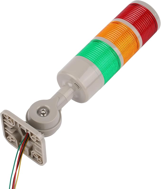 Led Signal Tower Stack Lights, Industrial Warning Column Lamp, Andon With Rotatable Base, Steady/Flashing Switchable, 12V 24V DC (3-Layer, With Buzzer)