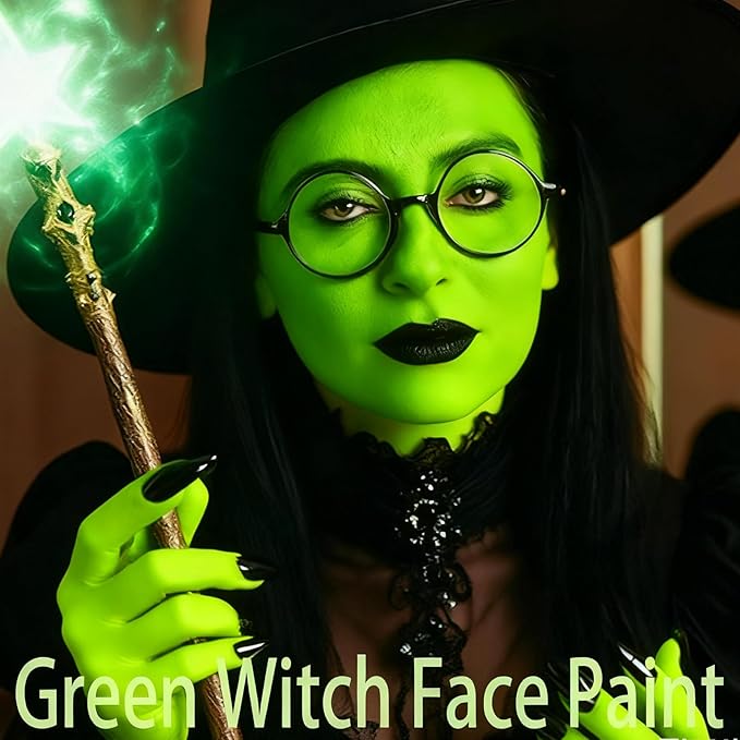 Light Green Face Paint Stick,Water-Based Lime Green Body Paint Stick,Washable Face Painting for Monster Frankenstein Witch Elphaba Costume,Halloween SFX Makeup Paint for Cosplay,1.06 OZ